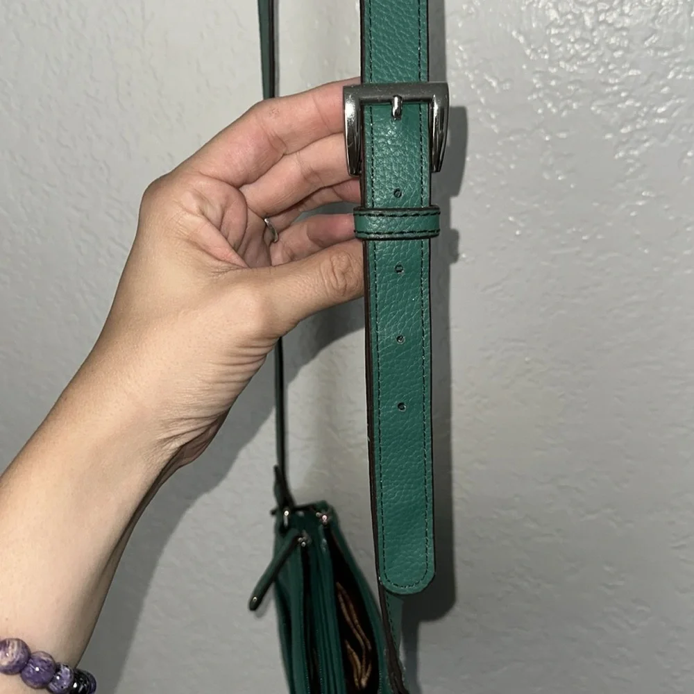 TIGNANELLO Teal Leather Crossbody Bag - Picture 7 of 7